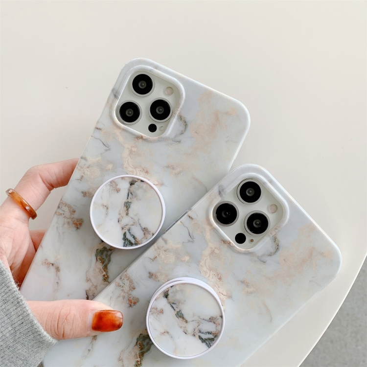 For iPhone 12 mini White Gilding Marble Double-sided Coated Protective Case with Foldable Holder For iPhone 12 mini White Gilding Marble Double-sided Coated Protective Case with Foldable Holder