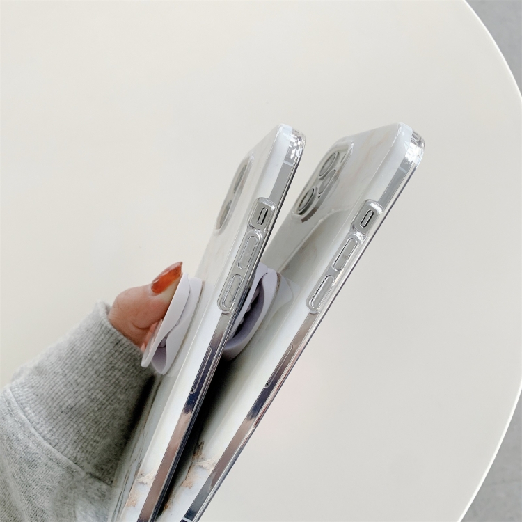 For iPhone 12 mini White Gilding Marble Double-sided Coated Protective Case with Foldable Holder For iPhone 12 mini White Gilding Marble Double-sided Coated Protective Case with Foldable Holder