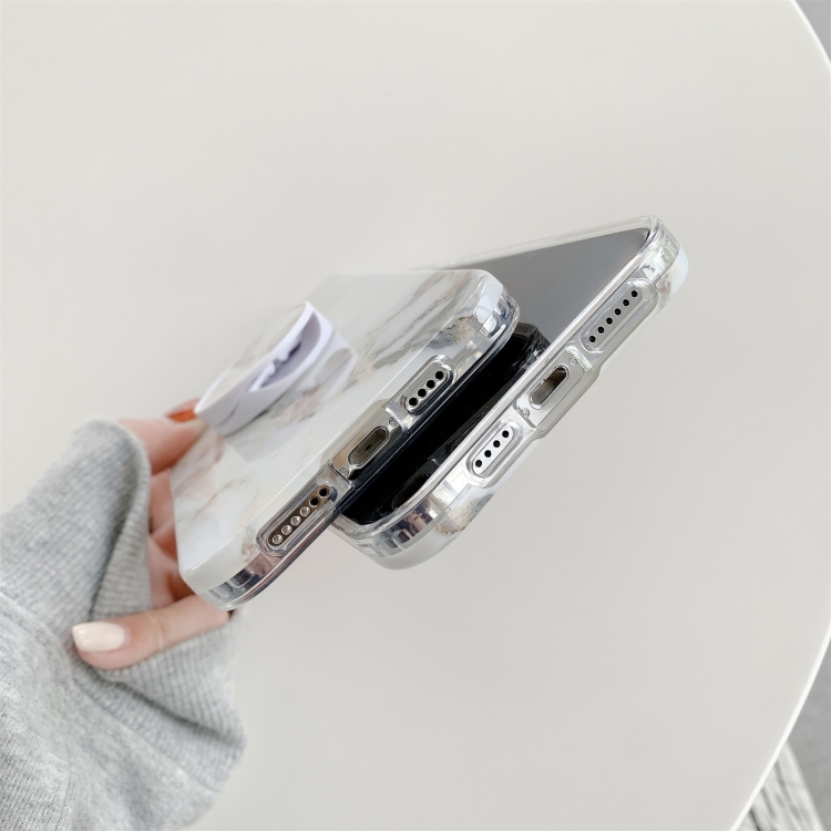 For iPhone 12 mini White Gilding Marble Double-sided Coated Protective Case with Foldable Holder For iPhone 12 mini White Gilding Marble Double-sided Coated Protective Case with Foldable Holder