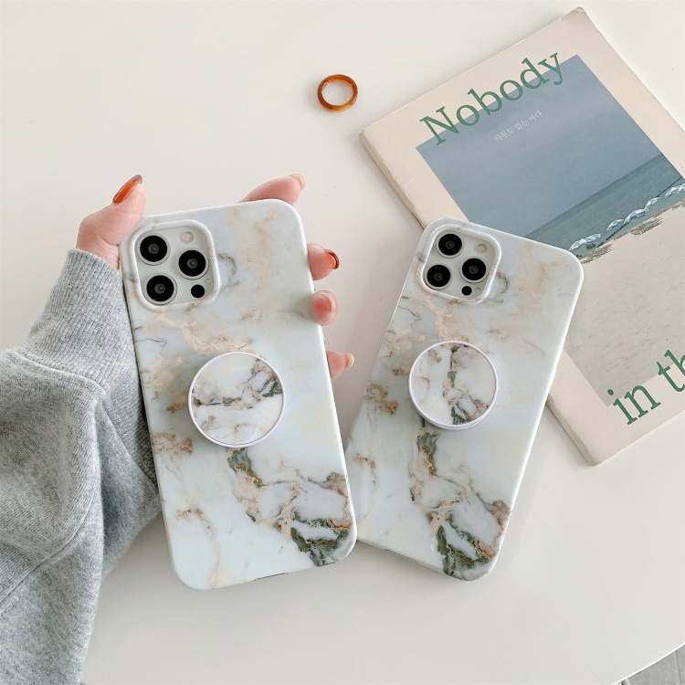 For iPhone 12 mini White Gilding Marble Double-sided Coated Protective Case with Foldable Holder For iPhone 12 mini White Gilding Marble Double-sided Coated Protective Case with Foldable Holder