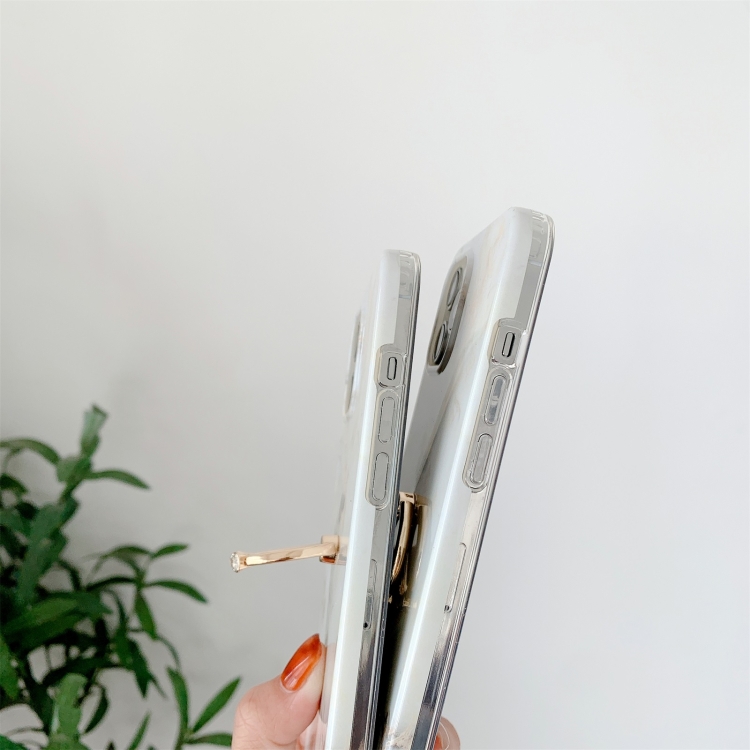 For iPhone 12 mini White Gilding Marble Double-sided Coated Protective Case with Ring Buckle Holder For iPhone 12 mini White Gilding Marble Double-sided Coated Protective Case with Ring Buckle Holder