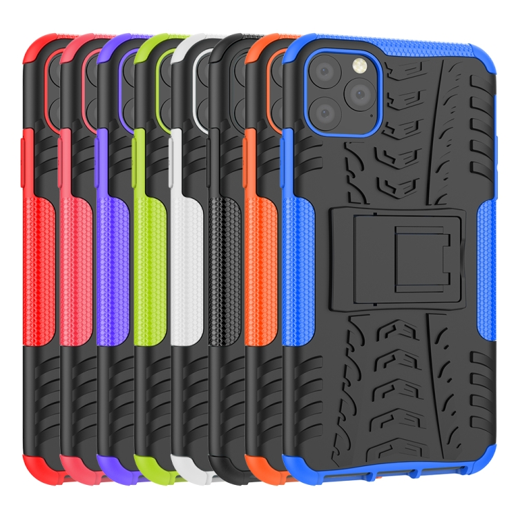 For iPhone 11 Pro Max Tire Texture TPU + PC Shockproof Case with Holder(Red) For iPhone 11 Pro Max Tire Texture TPU + PC Shockproof Case with Holder(Red)
