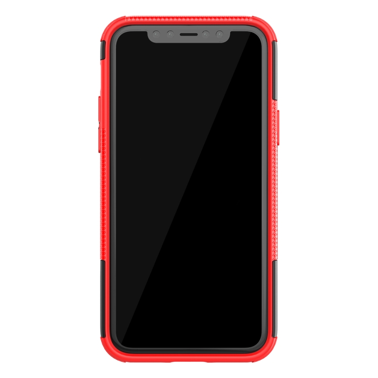 For iPhone 11 Pro Tire Texture TPU + PC Shockproof Case with Holder(Red)