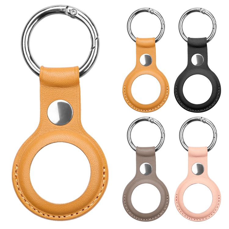 Anti-scratch Top-layer Cowhide Leather Case Cover with Switchable Keychain Ring for AirTag(Light Brown) Anti-scratch Top-layer Cowhide Leather Case Cover with Switchable Keychain Ring for AirTag(Light Brown)