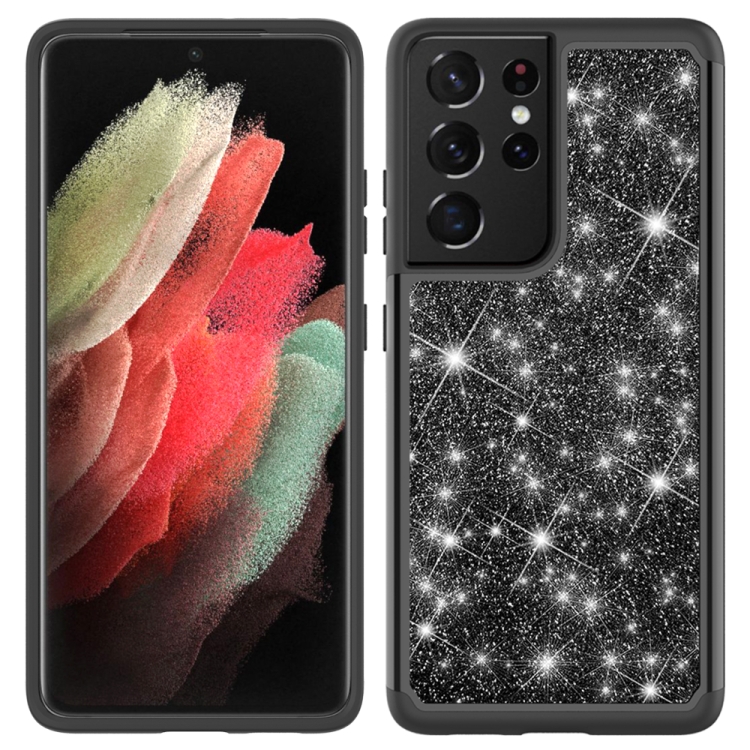 For Samsung Galaxy S21 Ultra 5G Glitter Powder Contrast Skin Shockproof Silicone + PC Protective Case(Black) For Samsung Galaxy S21 Ultra 5G Glitter Powder Contrast Skin Shockproof Silicone + PC Protective Case(Black)