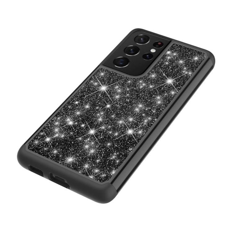 For Samsung Galaxy S21 Ultra 5G Glitter Powder Contrast Skin Shockproof Silicone + PC Protective Case(Black) For Samsung Galaxy S21 Ultra 5G Glitter Powder Contrast Skin Shockproof Silicone + PC Protective Case(Black)
