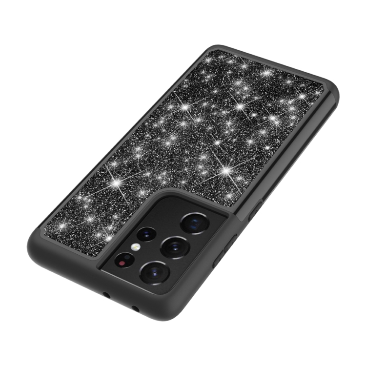 For Samsung Galaxy S21 Ultra 5G Glitter Powder Contrast Skin Shockproof Silicone + PC Protective Case(Black) For Samsung Galaxy S21 Ultra 5G Glitter Powder Contrast Skin Shockproof Silicone + PC Protective Case(Black)