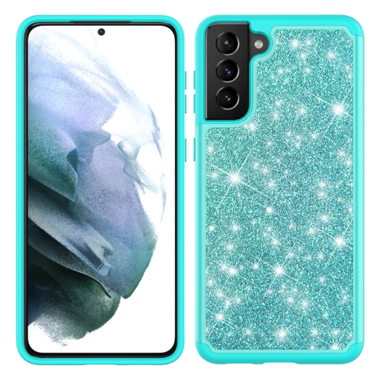 For Samsung Galaxy S21+ 5G Glitter Powder Contrast Skin Shockproof Silicone + PC Protective Case(Green) For Samsung Galaxy S21+ 5G Glitter Powder Contrast Skin Shockproof Silicone + PC Protective Case(Green)