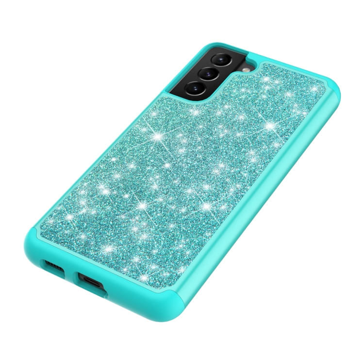 For Samsung Galaxy S21+ 5G Glitter Powder Contrast Skin Shockproof Silicone + PC Protective Case(Green) For Samsung Galaxy S21+ 5G Glitter Powder Contrast Skin Shockproof Silicone + PC Protective Case(Green)