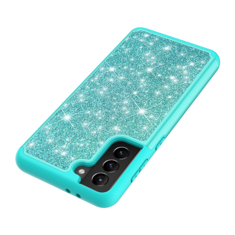 For Samsung Galaxy S21+ 5G Glitter Powder Contrast Skin Shockproof Silicone + PC Protective Case(Green) For Samsung Galaxy S21+ 5G Glitter Powder Contrast Skin Shockproof Silicone + PC Protective Case(Green)