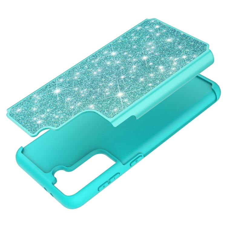 For Samsung Galaxy S21+ 5G Glitter Powder Contrast Skin Shockproof Silicone + PC Protective Case(Green) For Samsung Galaxy S21+ 5G Glitter Powder Contrast Skin Shockproof Silicone + PC Protective Case(Green)