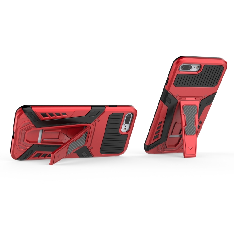War Chariot Series Armor All-inclusive Shockproof PC + TPU Protective Case with Invisible Holder For iPhone 8 Plus / 7 Plus(Red)