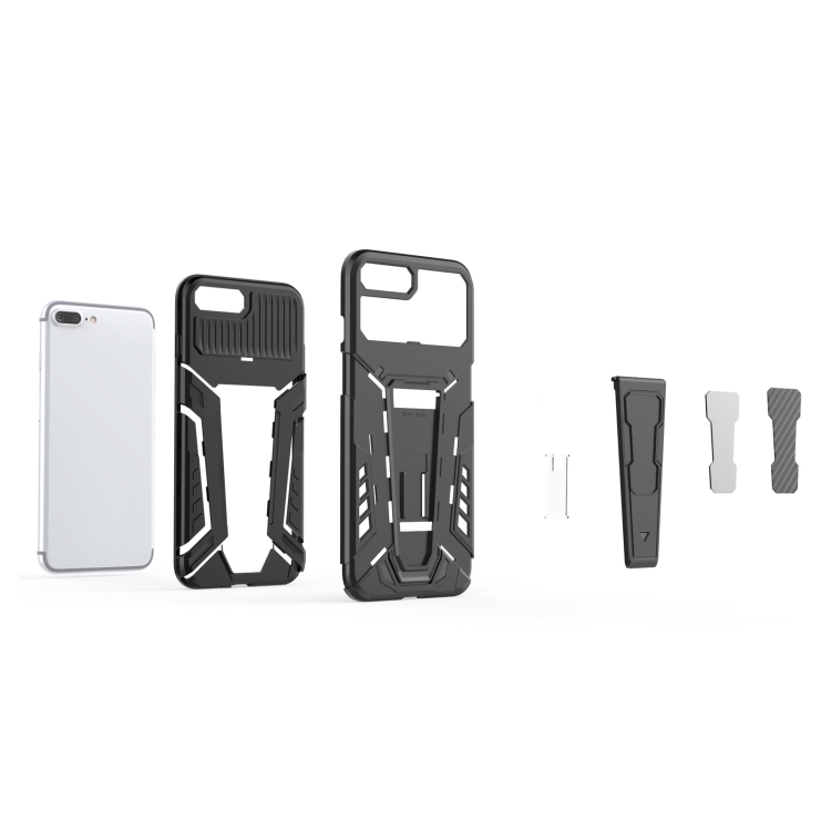 War Chariot Series Armor All-inclusive Shockproof PC + TPU Protective Case with Invisible Holder For iPhone 8 Plus / 7 Plus(Red)