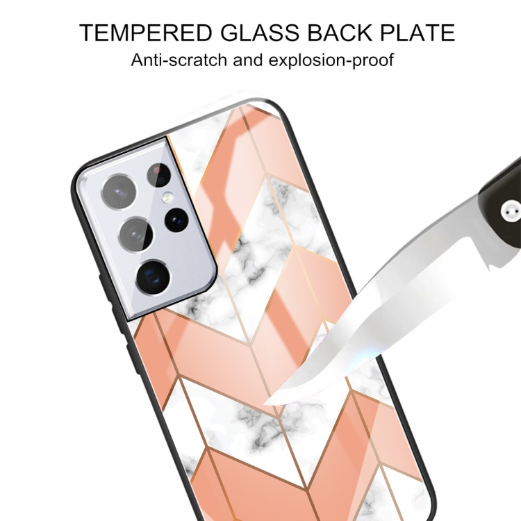 For Samsung Galaxy S21 Ultra 5G Marble Tempered Glass Back Cover TPU Border Case(HCBL-5) For Samsung Galaxy S21 Ultra 5G Marble Tempered Glass Back Cover TPU Border Case(HCBL-5)