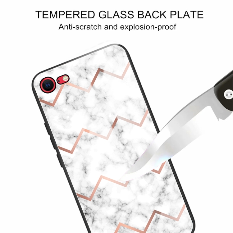 For iPhone SE 2022 / SE 2020 Marble Tempered Glass Back Cover TPU Border Case(HCBL-9) For iPhone SE 2022 / SE 2020 Marble Tempered Glass Back Cover TPU Border Case(HCBL-9)
