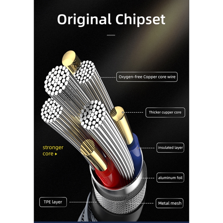 WiWU GD-103 3A USB-C / Type-C to 8 Pin Zinc Alloy + Nylon Braided Data Cable, Cable Length:3m(Gold) WiWU GD-103 3A USB-C / Type-C to 8 Pin Zinc Alloy + Nylon Braided Data Cable, Cable Length:3m(Gold)