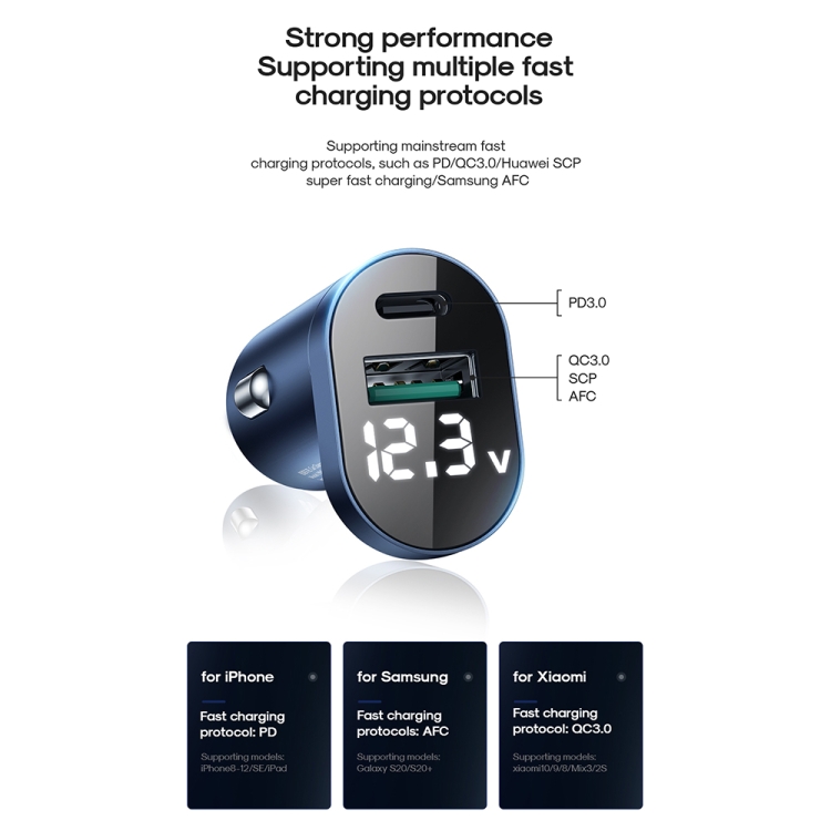JOYROOM C-A17 42.5W PD USB-C / Type-C + QC3.0 USB Aluminum Alloy Digital Car Charger(Silver) JOYROOM C-A17 42.5W PD USB-C / Type-C + QC3.0 USB Aluminum Alloy Digital Car Charger(Silver)