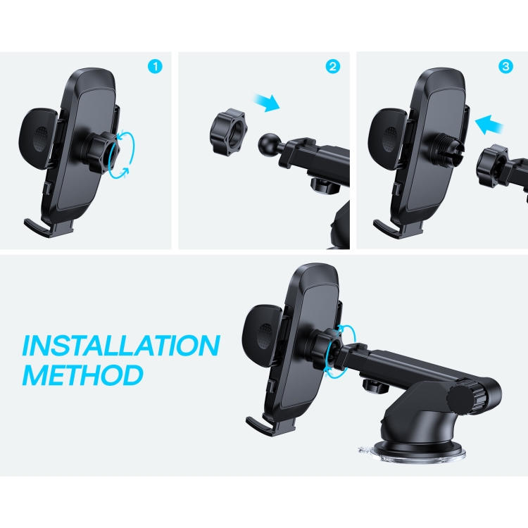 JOYROOM JR-ZS259 360-degree Rotating Stretching Mechanical Dashboard Car Holder for 4.7-6.9 inch Mobile Phones - 6
