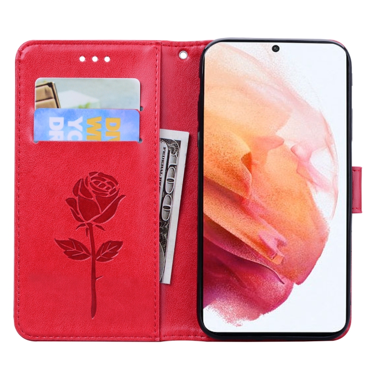 For Samsung Galaxy S21 5G Rose Embossed Horizontal Flip PU Leather Case with Holder & Card Slots & Wallet(Red) For Samsung Galaxy S21 5G Rose Embossed Horizontal Flip PU Leather Case with Holder & Card Slots & Wallet(Red)