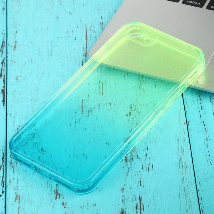 For iPhone SE 2022 / SE 2020 / 8 / 7 Straight Edge Gradient Color TPU Protective Case(Blue Green)