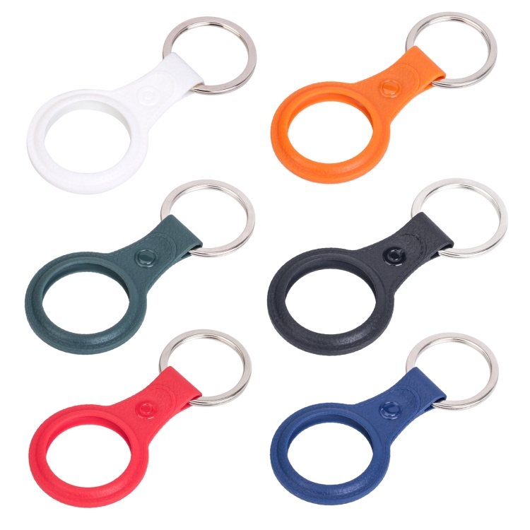 Litchi Texture TPU Anti-scratch Shockproof Protective Cover Soft Case with Keychain Ring Loop For AirTag(Deep Green)