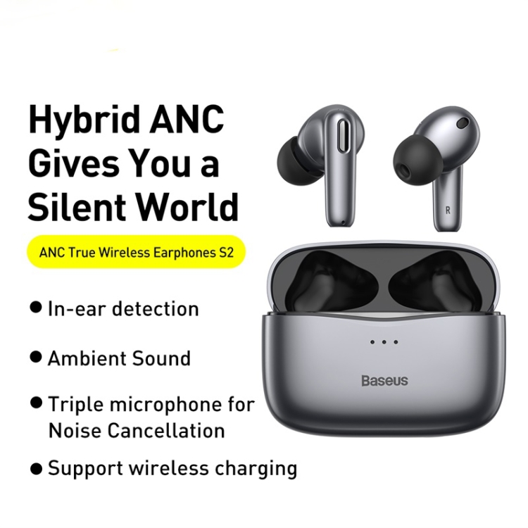 Baseus SIMU S2 ANC True Wireless Earphones with Charging Case(Grey) Baseus SIMU S2 ANC True Wireless Earphones with Charging Case(Grey)