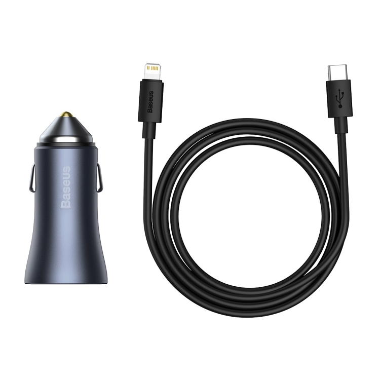 Baseus TZCCJD-B0G 40W USB + Type-C / USB-C Car Fast Charging Charger Set with 1m Type-C / USB-C to 8 Pin Cable(Black) Baseus TZCCJD-B0G 40W USB + Type-C / USB-C Car Fast Charging Charger Set with 1m Type-C / USB-C to 8 Pin Cable(Black)