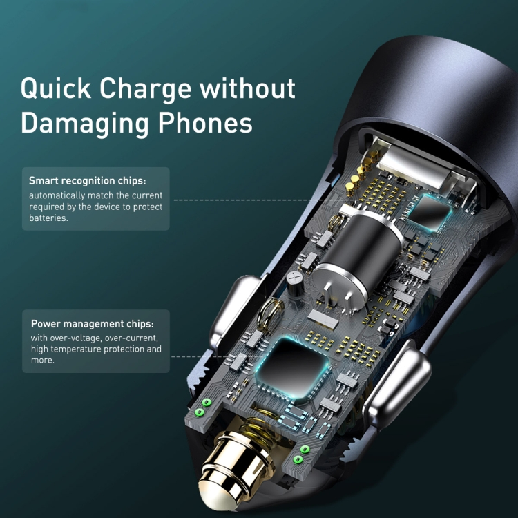 Baseus TZCCJD-B0G 40W USB + Type-C / USB-C Car Fast Charging Charger Set with 1m Type-C / USB-C to 8 Pin Cable(Black) Baseus TZCCJD-B0G 40W USB + Type-C / USB-C Car Fast Charging Charger Set with 1m Type-C / USB-C to 8 Pin Cable(Black)