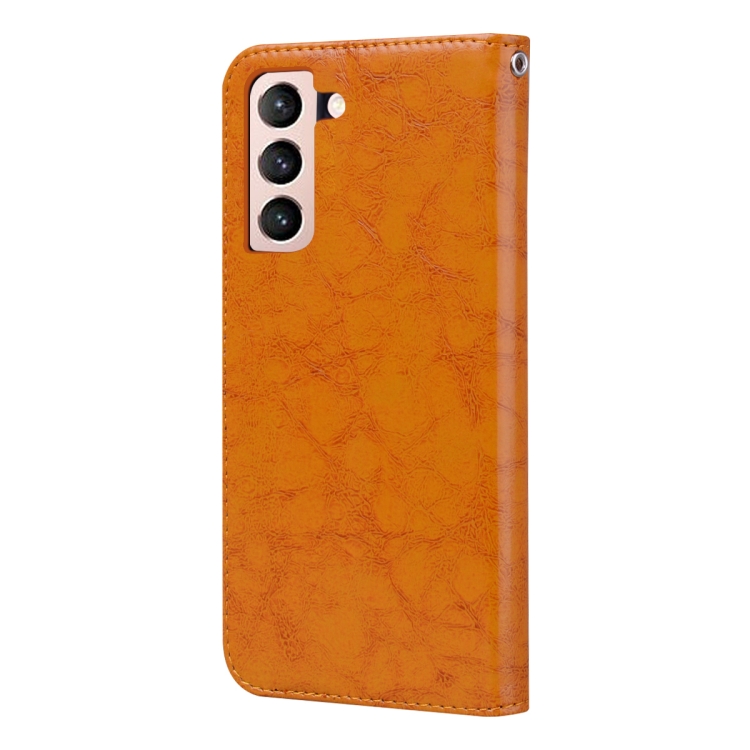 For Samsung Galaxy S21+ 5G Business Style Oil Wax Texture Horizontal Flip Leather Case with Holder & Card Slots & Wallet(Yellow) For Samsung Galaxy S21+ 5G Business Style Oil Wax Texture Horizontal Flip Leather Case with Holder & Card Slots & Wallet(Yellow)
