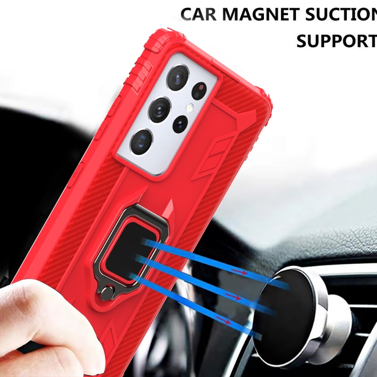 For Samsung Galaxy S21 Ultra 5G Carbon Fiber Protective Case with 360 Degree Rotating Ring Holder(Red) For Samsung Galaxy S21 Ultra 5G Carbon Fiber Protective Case with 360 Degree Rotating Ring Holder(Red)