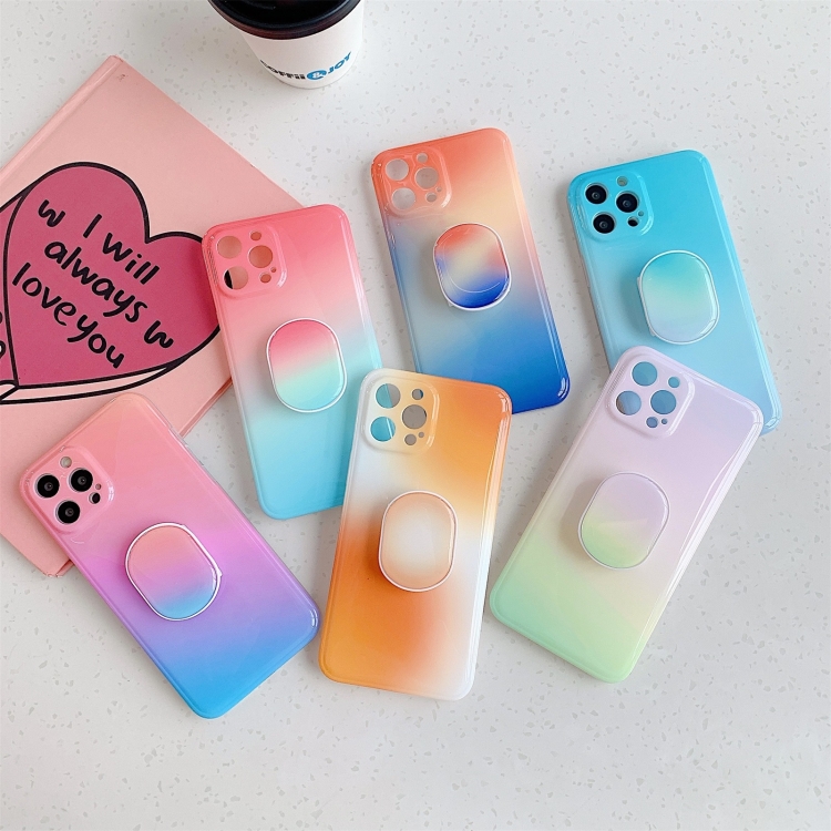 For iPhone 11 Pro Max Colorful Halo Dyed Stripe Straight Edge Magic Cube Protective Case with Holder (Pink Green) For iPhone 11 Pro Max Colorful Halo Dyed Stripe Straight Edge Magic Cube Protective Case with Holder (Pink Green)