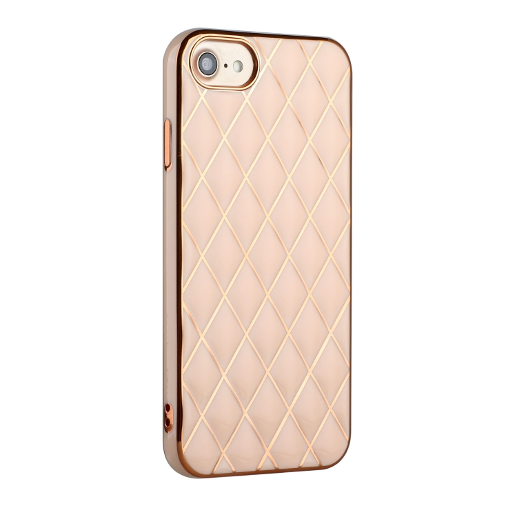 For iPhone SE 2022 / SE 2020 / 8 / 7 Electroplated Rhombic Pattern Sheepskin TPU Protective Case(Pink) For iPhone SE 2022 / SE 2020 / 8 / 7 Electroplated Rhombic Pattern Sheepskin TPU Protective Case(Pink)
