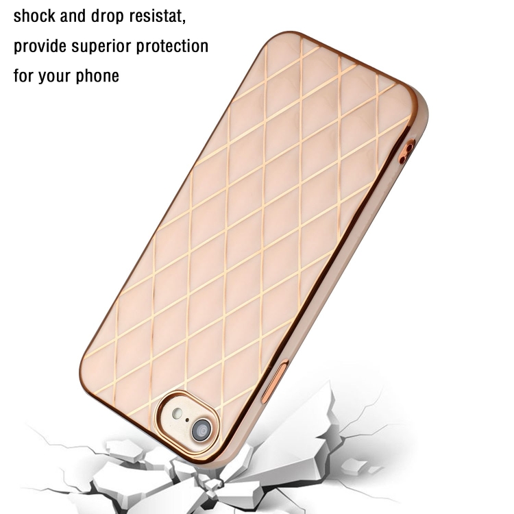 For iPhone SE 2022 / SE 2020 / 8 / 7 Electroplated Rhombic Pattern Sheepskin TPU Protective Case(Pink) For iPhone SE 2022 / SE 2020 / 8 / 7 Electroplated Rhombic Pattern Sheepskin TPU Protective Case(Pink)