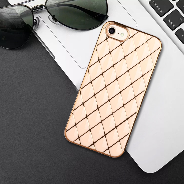 For iPhone SE 2022 / SE 2020 / 8 / 7 Electroplated Rhombic Pattern Sheepskin TPU Protective Case(Pink) For iPhone SE 2022 / SE 2020 / 8 / 7 Electroplated Rhombic Pattern Sheepskin TPU Protective Case(Pink)