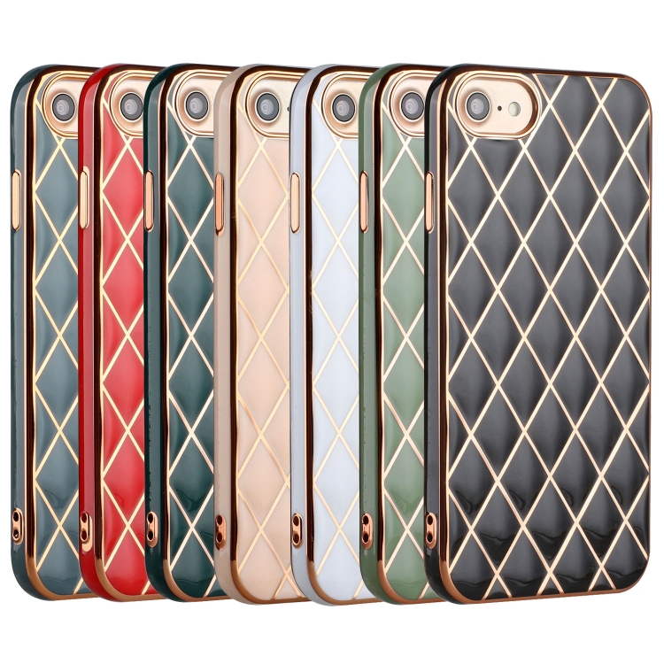 For iPhone SE 2022 / SE 2020 / 8 / 7 Electroplated Rhombic Pattern Sheepskin TPU Protective Case(Pink) For iPhone SE 2022 / SE 2020 / 8 / 7 Electroplated Rhombic Pattern Sheepskin TPU Protective Case(Pink)