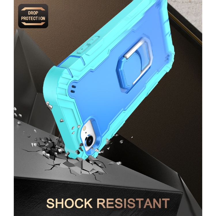 For iPhone SE 2022 / SE 2020 / 8 / 7 PC + Rubber 3-layers Shockproof Protective Case with Rotating Holder(Mint Green + Blue) For iPhone SE 2022 / SE 2020 / 8 / 7 PC + Rubber 3-layers Shockproof Protective Case with Rotating Holder(Mint Green + Blue)