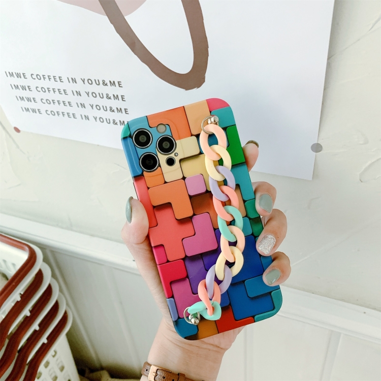For iPhone 12 mini 3D Square Protective Case with Rainbow Bracelet (A)