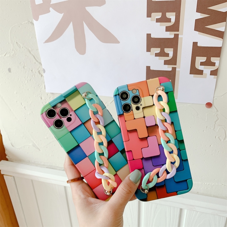 For iPhone 12 mini 3D Square Protective Case with Rainbow Bracelet (A)
