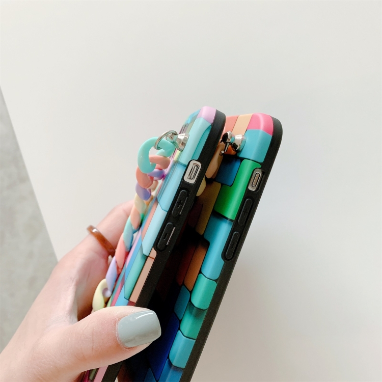 For iPhone 12 mini 3D Square Protective Case with Rainbow Bracelet (A)
