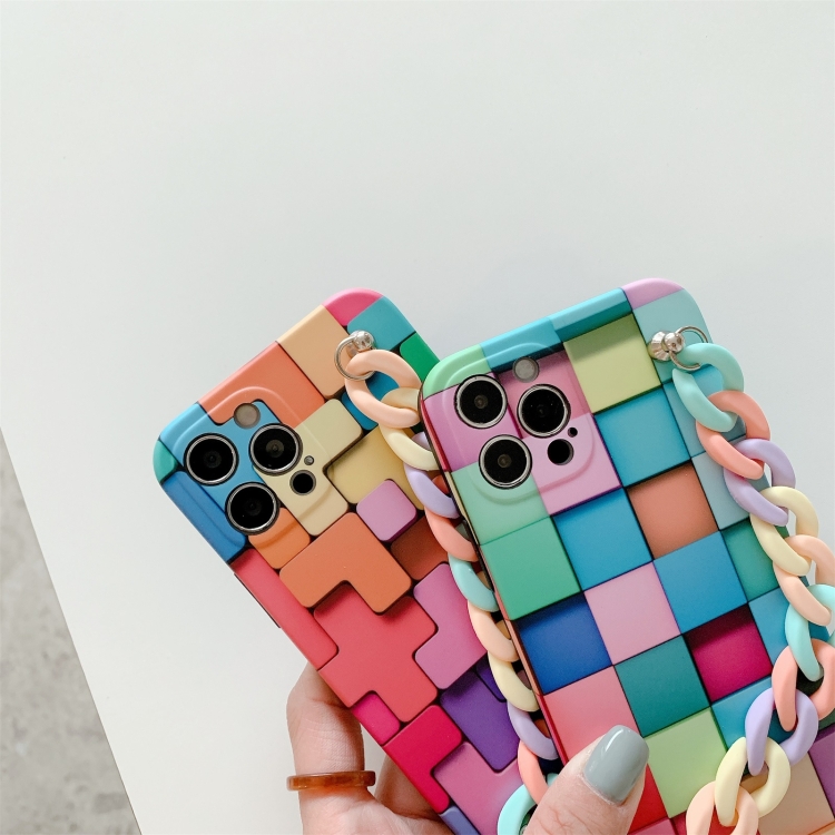 For iPhone 12 mini 3D Square Protective Case with Rainbow Bracelet (A)