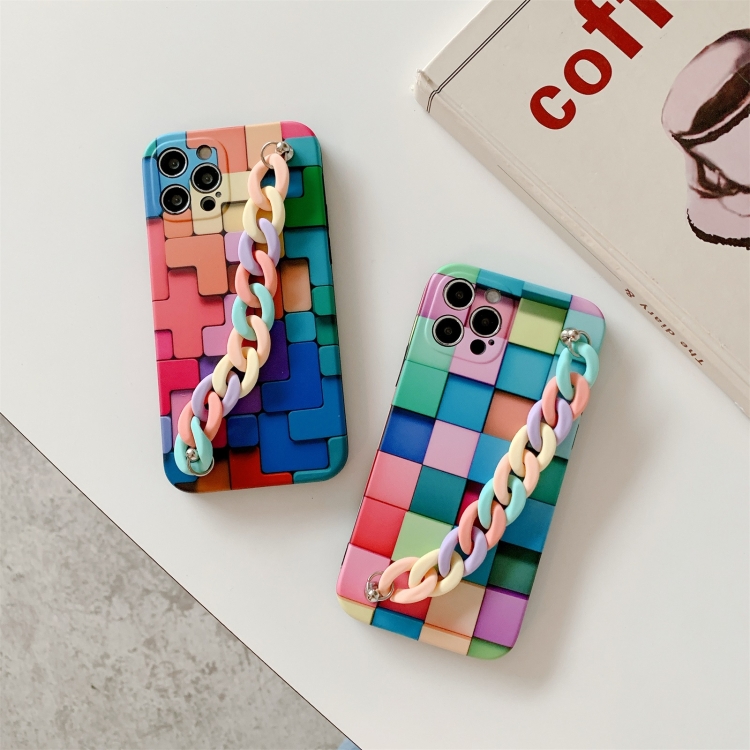 For iPhone 12 mini 3D Square Protective Case with Rainbow Bracelet (A)