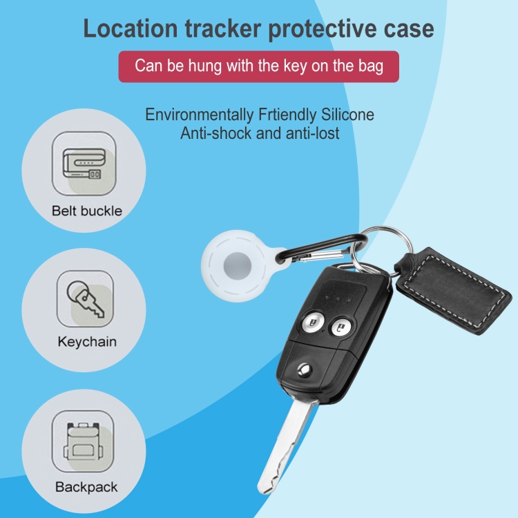 Silica Gel Hollow Out Anti-scratch Shockproof Protective Cover Soft Case with Keychain Ring Loop For AirTag(White) Silica Gel Hollow Out Anti-scratch Shockproof Protective Cover Soft Case with Keychain Ring Loop For AirTag(White)