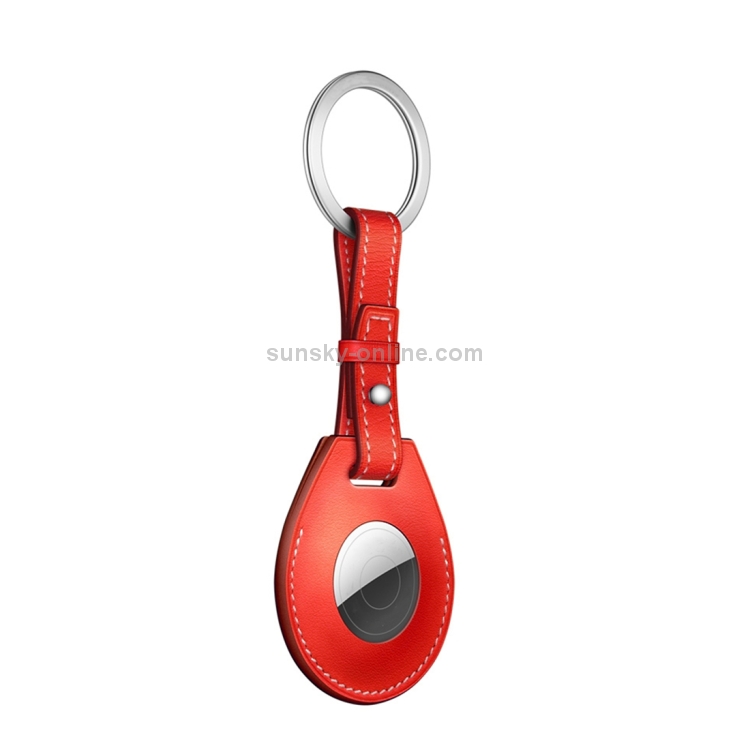 Shockproof Anti-scratch Leather Protective Case Cover with Hang Loop For AirTag, Style:Keychain (Red) Shockproof Anti-scratch Leather Protective Case Cover with Hang Loop For AirTag, Style:Keychain (Red)