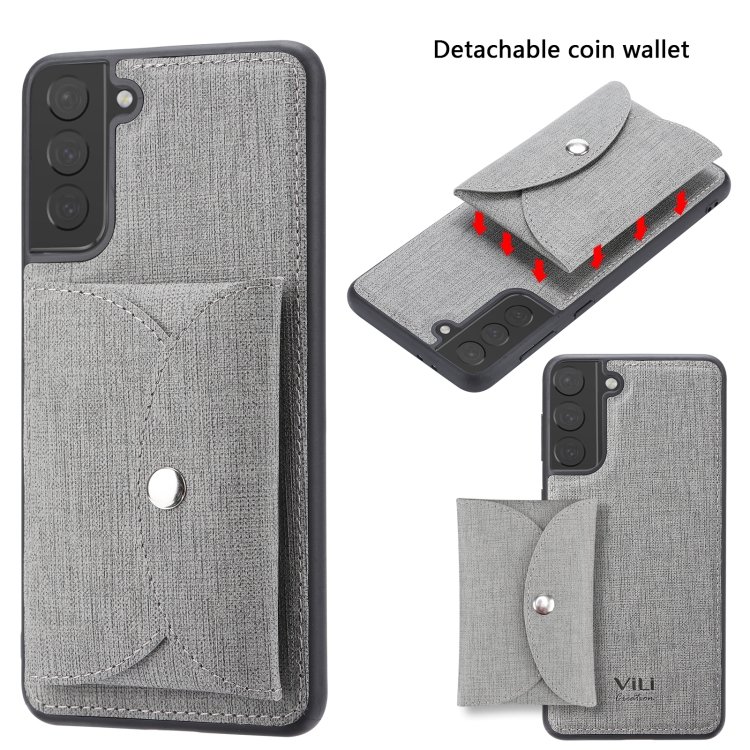 For Samsung Galaxy S21+ 5G ViLi T Series TPU + PU Woven Fabric Magnetic Protective Case with Wallet(Grey) For Samsung Galaxy S21+ 5G ViLi T Series TPU + PU Woven Fabric Magnetic Protective Case with Wallet(Grey)