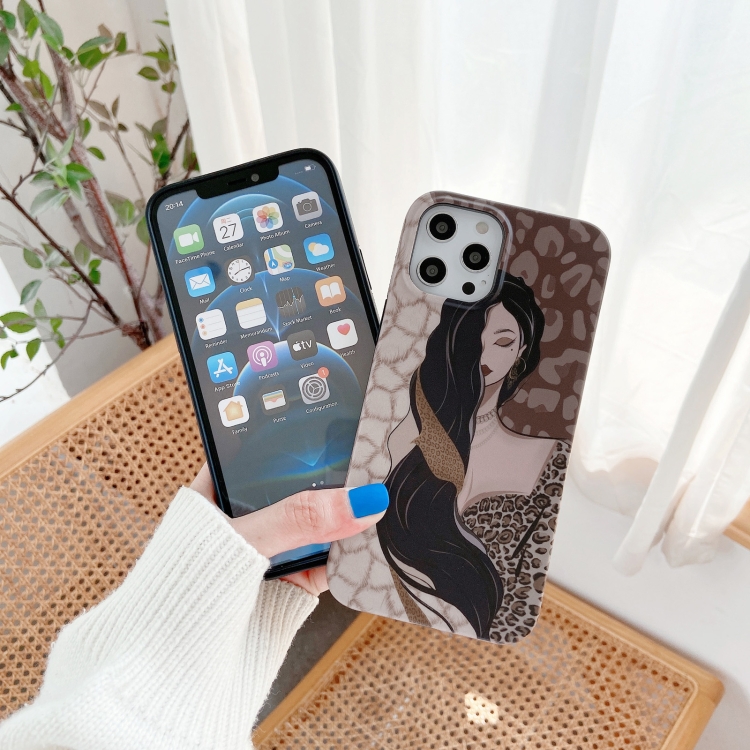 For iPhone 12 mini Shockproof Half-inclusive Leopard Pattern Protective Case (Long-haired Girl) For iPhone 12 mini Shockproof Half-inclusive Leopard Pattern Protective Case (Long-haired Girl)
