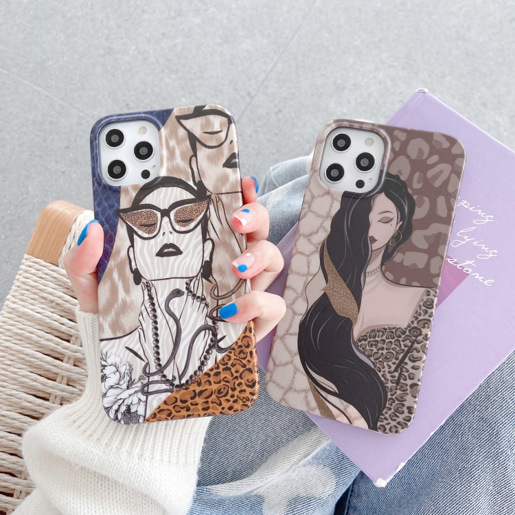 For iPhone 12 mini Shockproof Half-inclusive Leopard Pattern Protective Case (Long-haired Girl) For iPhone 12 mini Shockproof Half-inclusive Leopard Pattern Protective Case (Long-haired Girl)