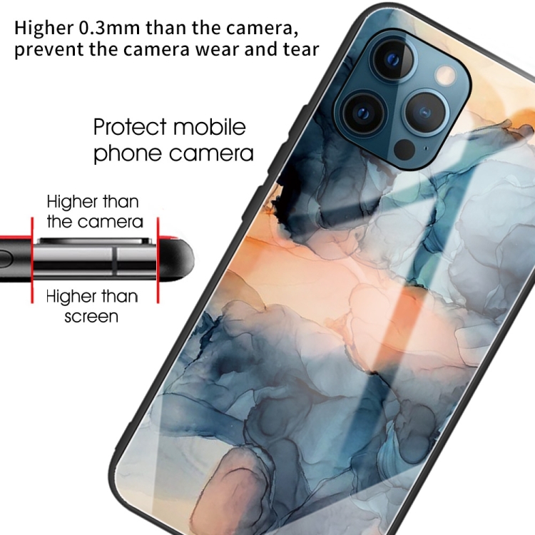For iPhone 12 / 12 Pro Abstract Marble Pattern Glass Protective Case(Abstract Blue) For iPhone 12 / 12 Pro Abstract Marble Pattern Glass Protective Case(Abstract Blue)