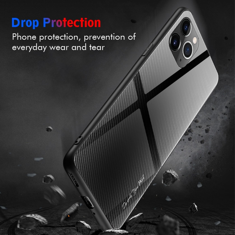 For iPhone 11 Carbon Fiber Texture Gradient Color Glass Case(Magenta) For iPhone 11 Carbon Fiber Texture Gradient Color Glass Case(Magenta)