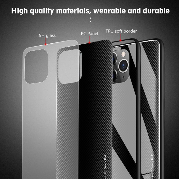 For iPhone 11 Carbon Fiber Texture Gradient Color Glass Case(Magenta) For iPhone 11 Carbon Fiber Texture Gradient Color Glass Case(Magenta)