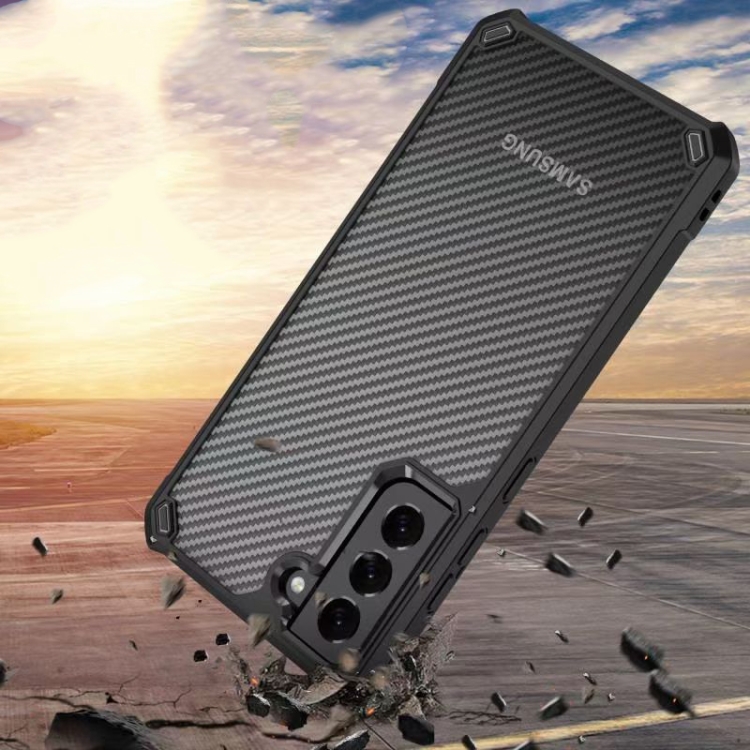 Carbon Fiber Acrylic Shockproof Protective Case For Samsung Galaxy S21 5G(Blue) Carbon Fiber Acrylic Shockproof Protective Case For Samsung Galaxy S21 5G(Blue)